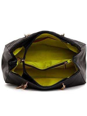 black leatherette (pu) regular handbag - 17228624 - Standard Image - 3