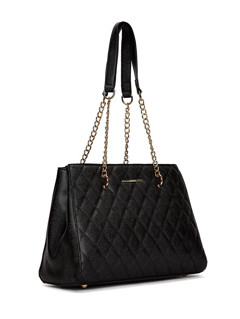 black leatherette (pu) regular handbag - 17228624 - Zoom Image - 4