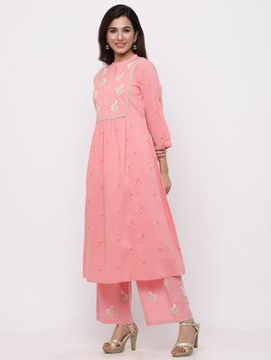 embroidered kurta palazzo set - 17228736 - Standard Image - 2