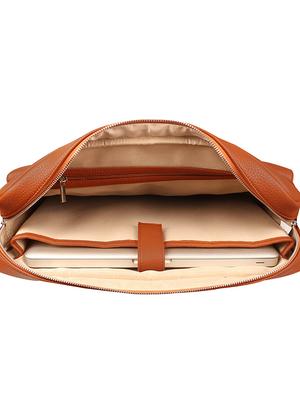 brown leatherette (pu) regular laptop bag - 17229023 - Standard Image - 3