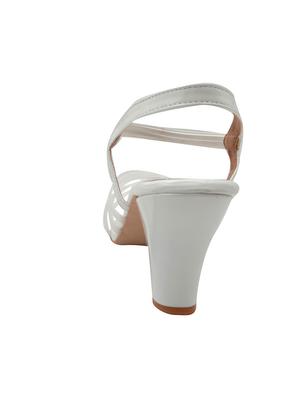 white leatherette back strap sandals - 17229176 - Standard Image - 2