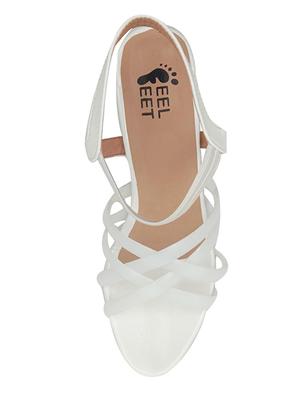 white leatherette back strap sandals - 17229176 - Standard Image - 3