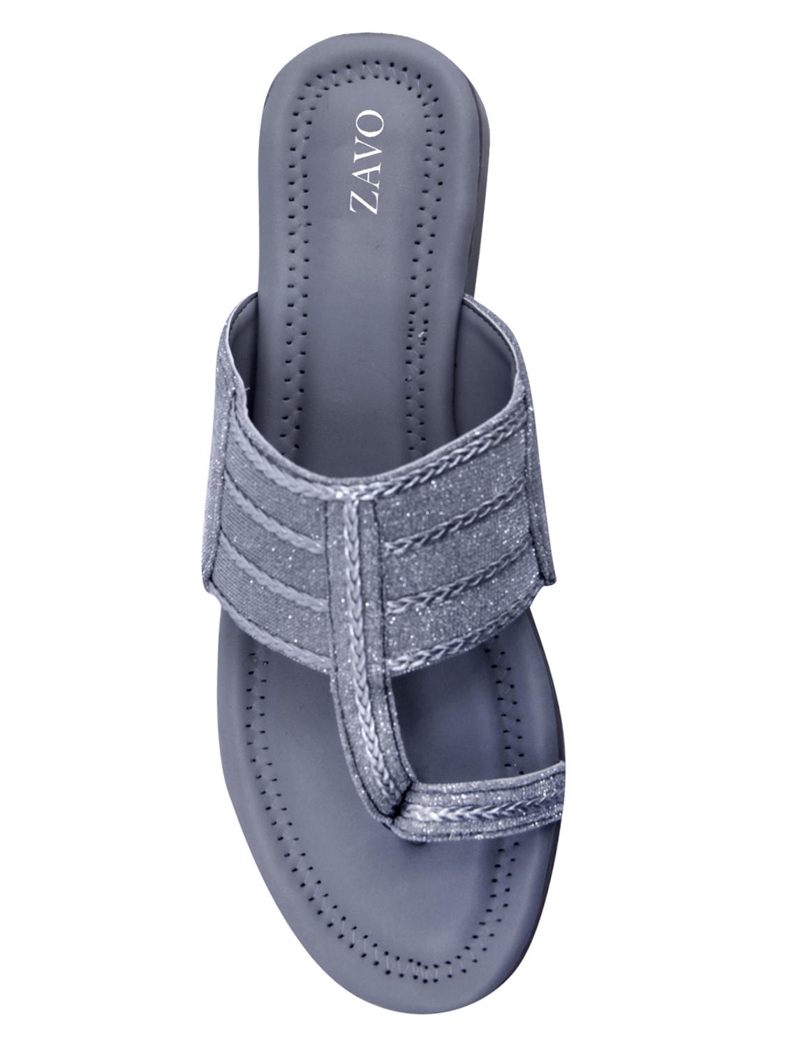 grey one toe kolhapuris - 17229504 - Zoom Image - 4