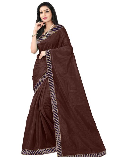 solid bordered saree with blouse - 17229701 - Standard Image - 1