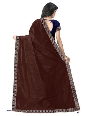 solid bordered saree with blouse - 17229701 - Standard Image - 2