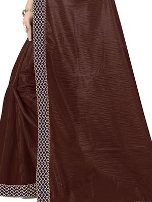 solid bordered saree with blouse - 17229701 - Standard Image - 3