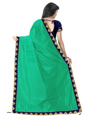 solid bordered saree with blouse - 17229722 - Standard Image - 2