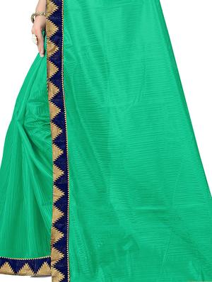 solid bordered saree with blouse - 17229722 - Standard Image - 3