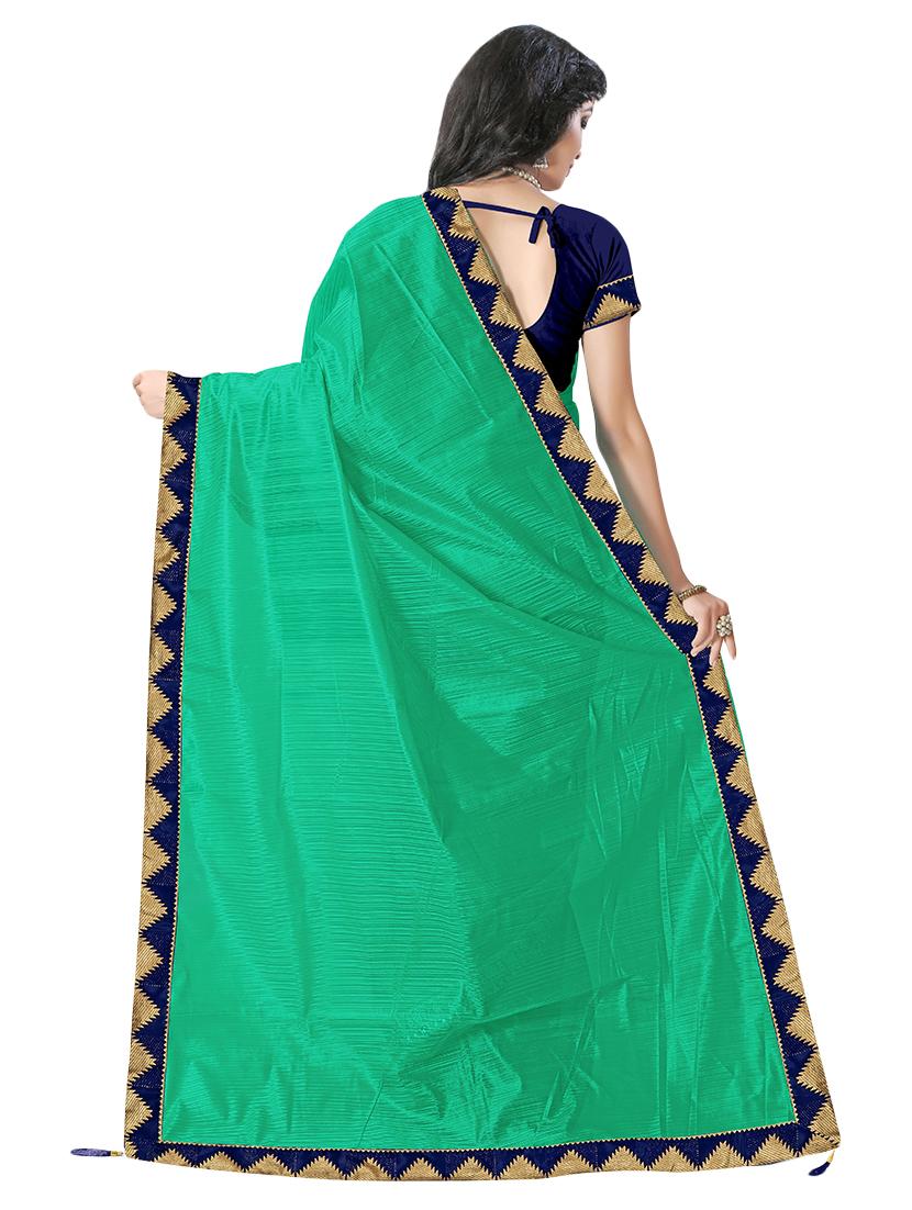 solid bordered saree with blouse - 17229722 - Zoom Image - 2