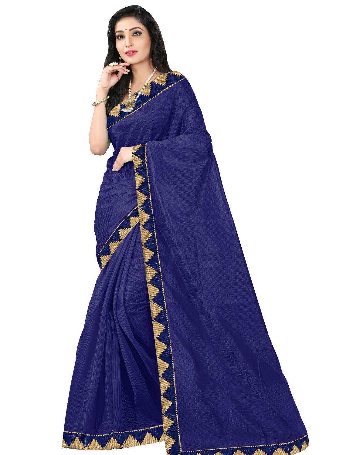 solid bordered saree with blouse - 17229723 - Zoom Image - 1