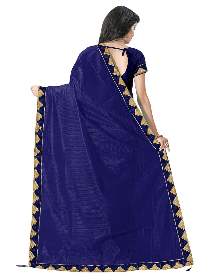 solid bordered saree with blouse - 17229723 - Zoom Image - 2
