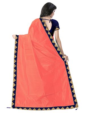 solid bordered saree with blouse - 17229738 - Standard Image - 2