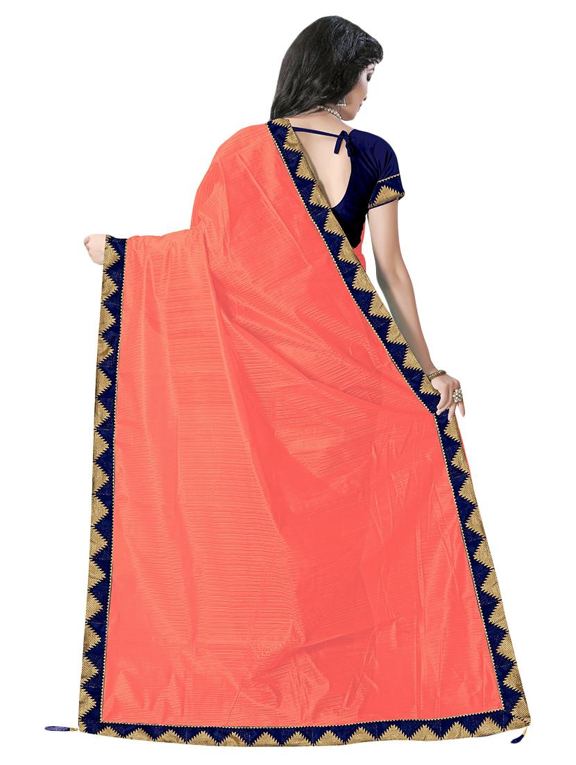 solid bordered saree with blouse - 17229738 - Zoom Image - 2