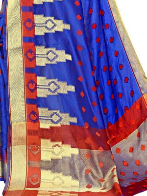 self design banarasi saree with blouse - 17230082 - Standard Image - 4