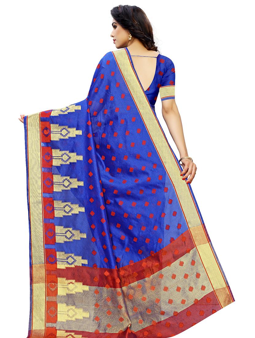 self design banarasi saree with blouse - 17230082 - Zoom Image - 2