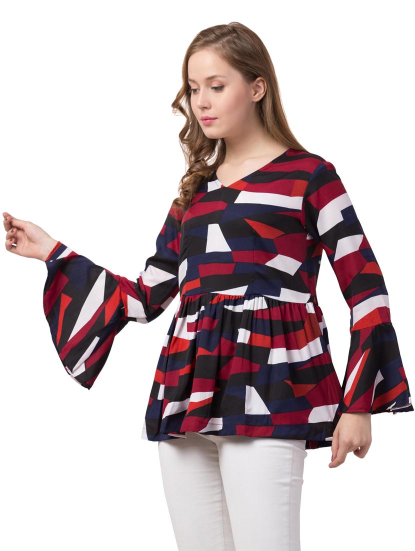 bell sleeves printed top - 17230092 - Zoom Image - 2