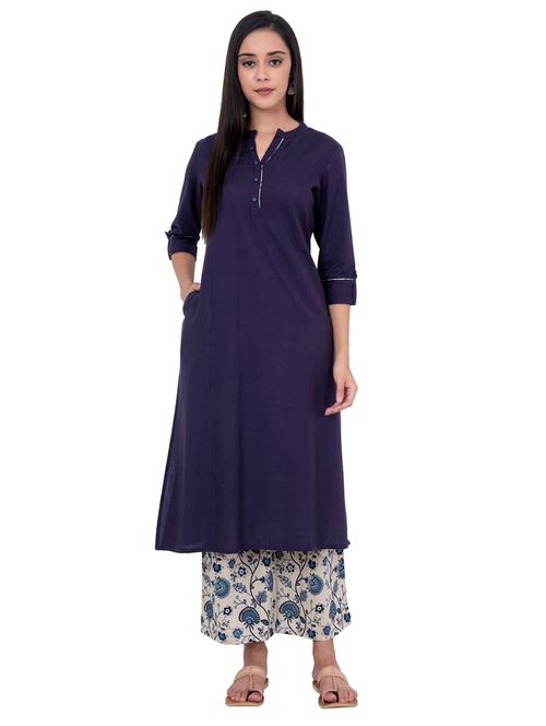 solid kurta palazzo set - 17230501 - Standard Image - 1