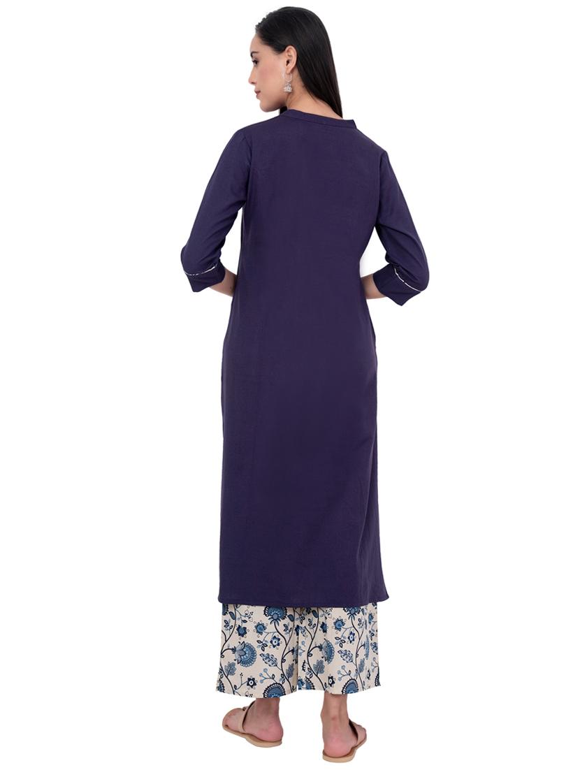 solid kurta palazzo set - 17230501 - Zoom Image - 3