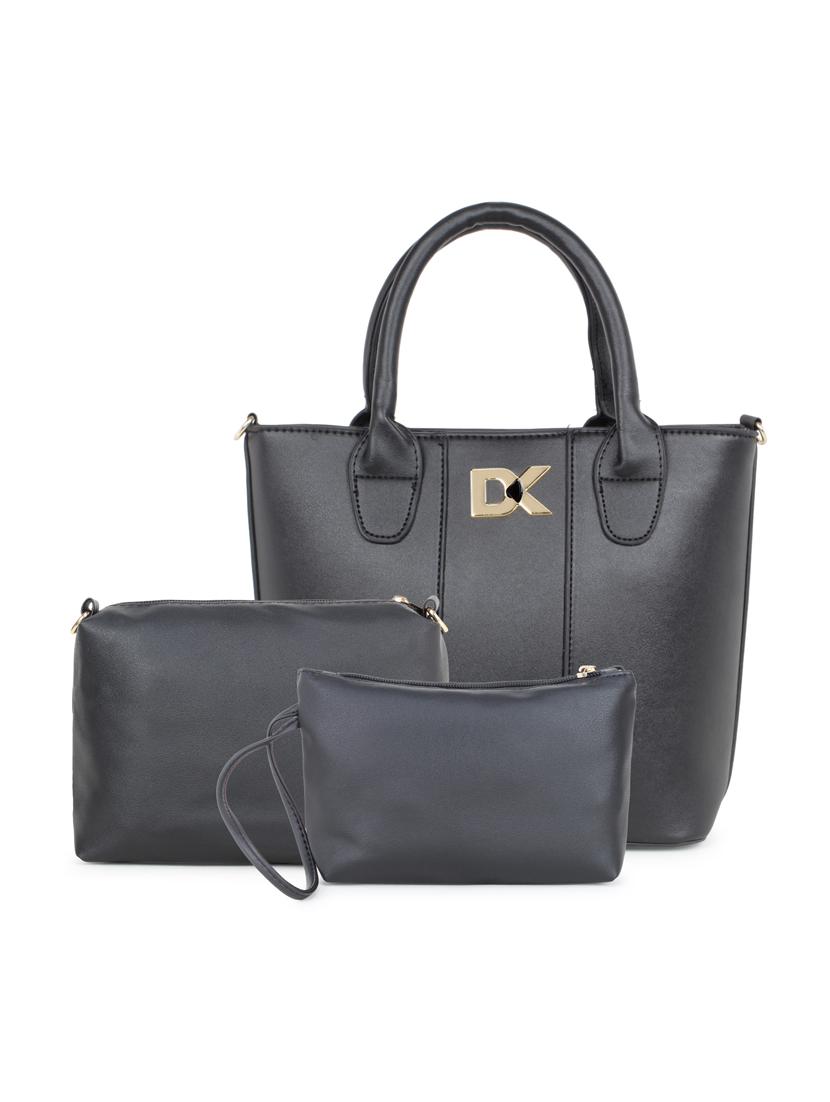 black leatherette (pu) combo handbag - 17230761 - Zoom Image - 1