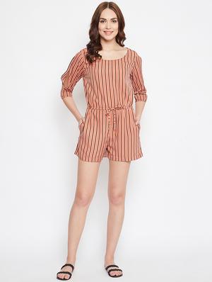 slit sleeves striped romper - 17230800 - Standard Image - 4