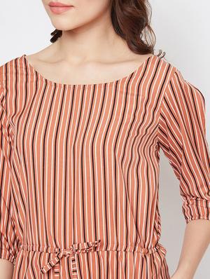 slit sleeves striped romper - 17230800 - Standard Image - 5