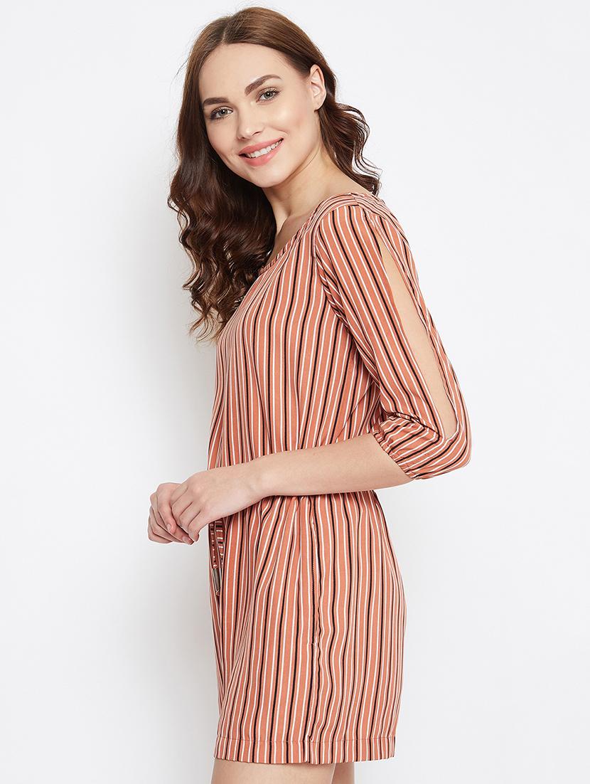 slit sleeves striped romper - 17230800 - Zoom Image - 2