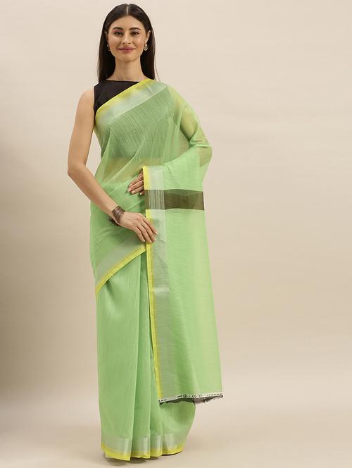 solid plain saree with blouse - 17231141 - Standard Image - 1