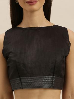 solid plain saree with blouse - 17231141 - Standard Image - 3