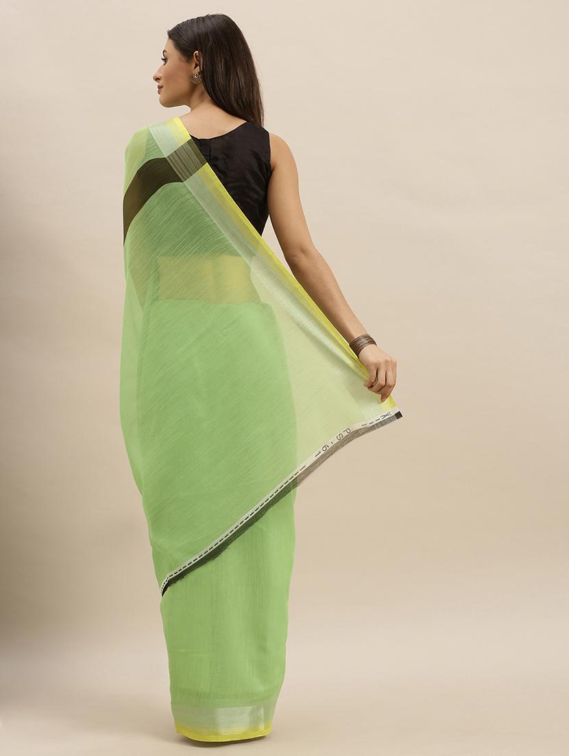 solid plain saree with blouse - 17231141 - Zoom Image - 2