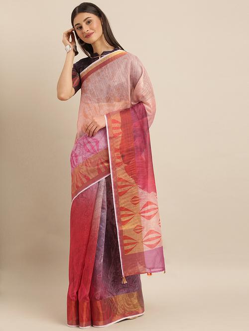 floral printed saree with blouse - 17231145 - Standard Image - 1