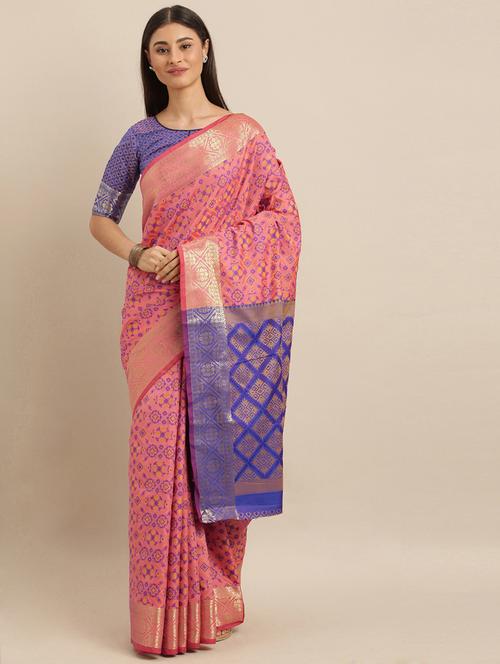 self design woven saree with blouse - 17231172 - Standard Image - 1