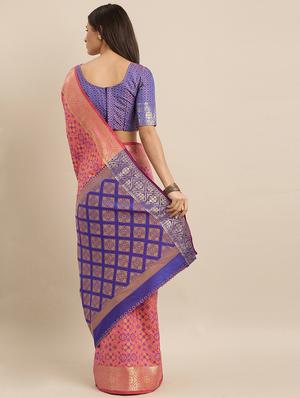 self design woven saree with blouse - 17231172 - Standard Image - 2