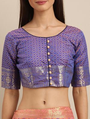 self design woven saree with blouse - 17231172 - Standard Image - 3