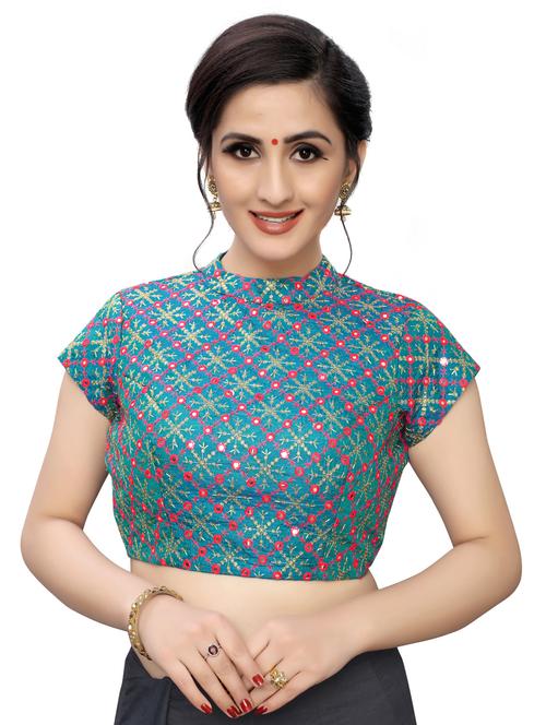 self design mirror work blouse - 17231612 - Standard Image - 1