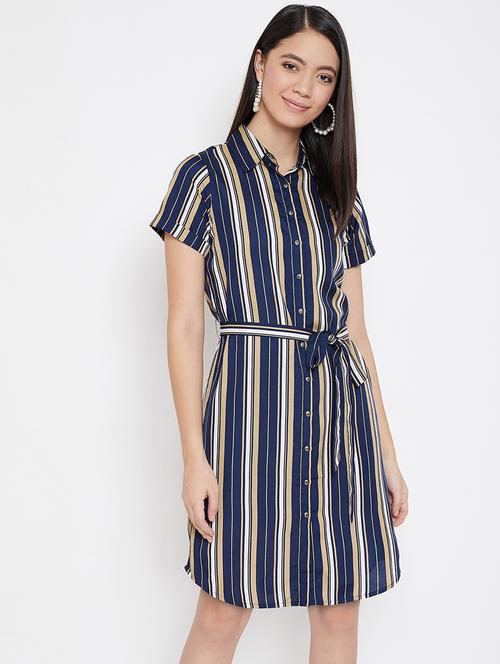 tie front striped shirt dress - 17231714 - Standard Image - 1