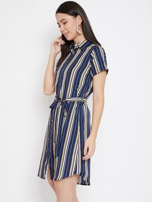 tie front striped shirt dress - 17231714 - Standard Image - 2