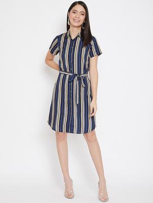 tie front striped shirt dress - 17231714 - Standard Image - 4