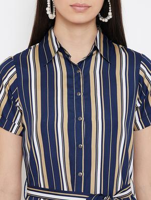 tie front striped shirt dress - 17231714 - Standard Image - 5