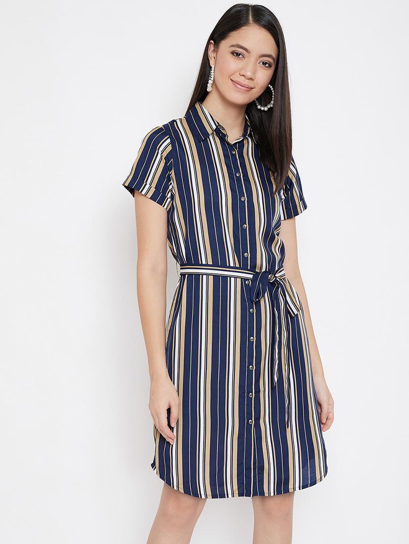 tie front striped shirt dress - 17231714 - Zoom Image - 1
