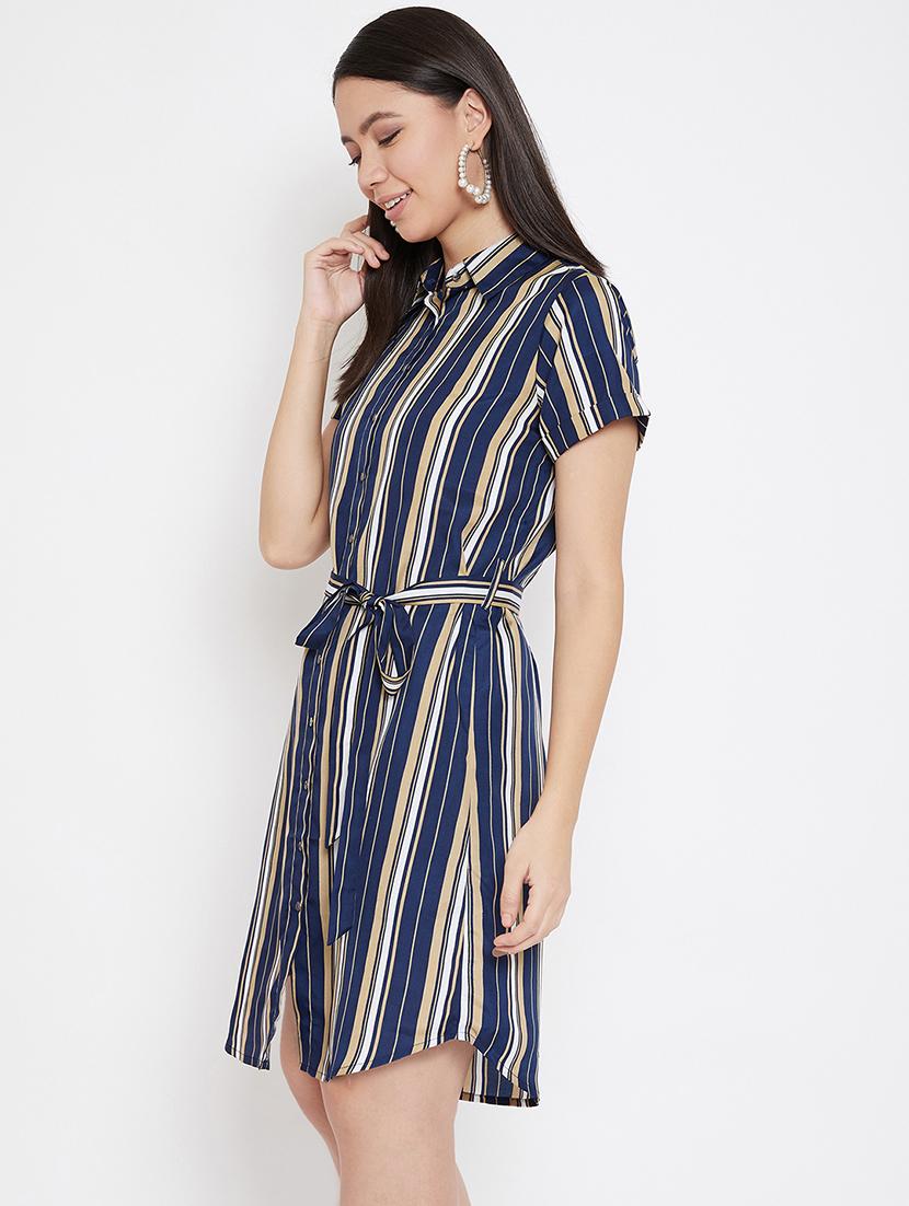 tie front striped shirt dress - 17231714 - Zoom Image - 2