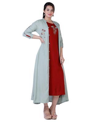 grey rayon maxi dress - 17231745 - Standard Image - 2
