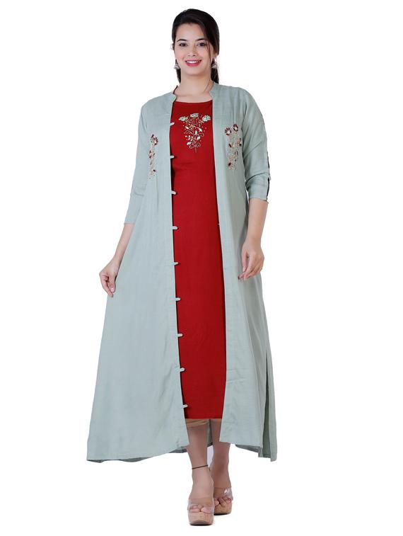 grey rayon maxi dress - 17231745 - Zoom Image - 1