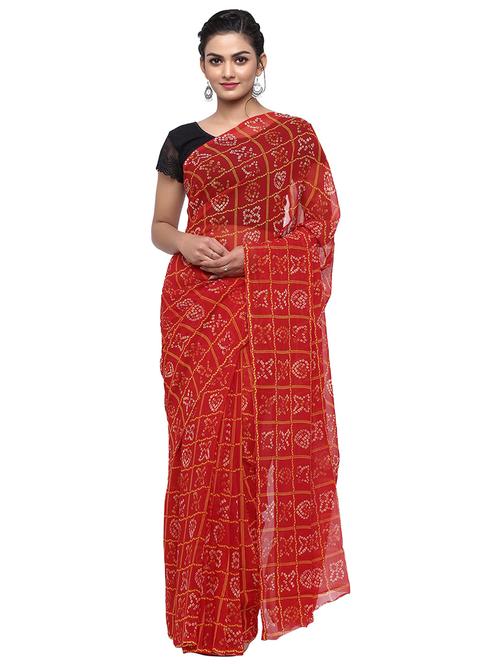 bandhani printed saree with blouse - 17232050 - Standard Image - 1