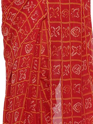 bandhani printed saree with blouse - 17232050 - Standard Image - 4