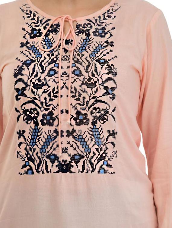 tie up neck embroidered top - 17232054 - Zoom Image - 5