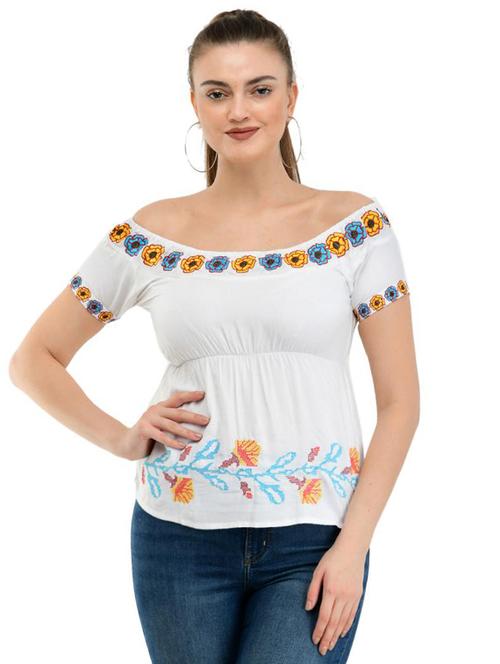 off shoulder embroidered top - 17232060 - Standard Image - 1
