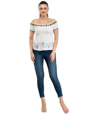 off shoulder embroidered top - 17232060 - Standard Image - 4