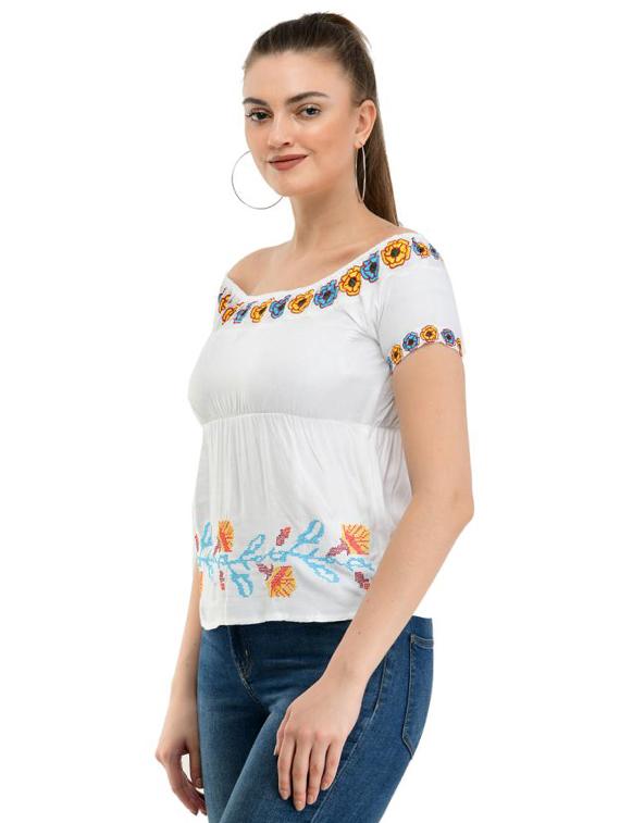 off shoulder embroidered top - 17232060 - Zoom Image - 2