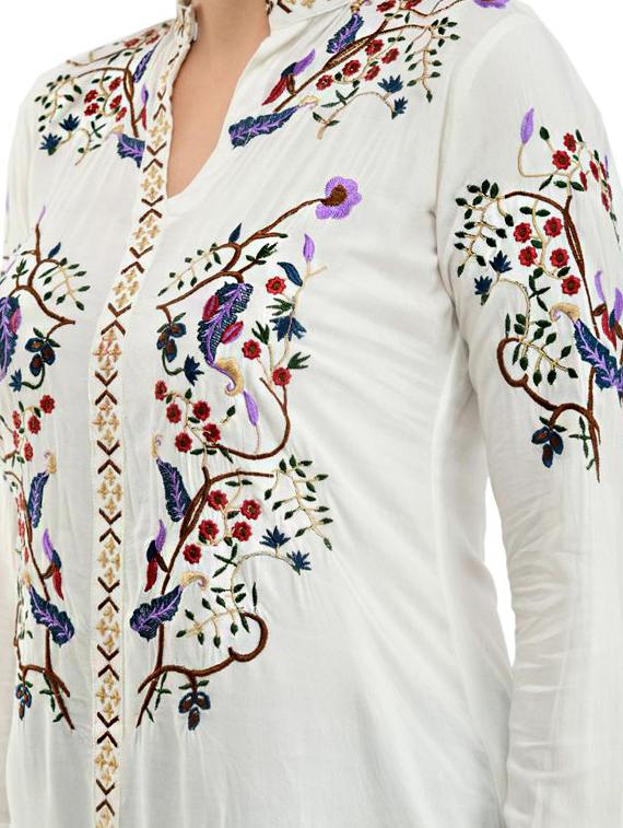 mandarin neck embroidered top - 17232061 - Zoom Image - 5