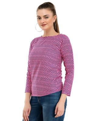 round neck chevron top - 17232067 - Standard Image - 2